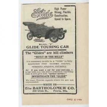 1906 Glide Model E Peoria IL Auto Ad Sartus Ball Bearing Co ma6607